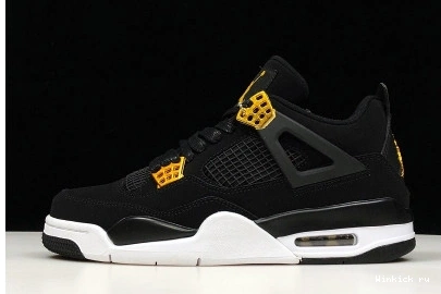 “ROYALTY” MENS JORDAN METALLIC GOLD-WHITE AIR 4 BLACK 1113